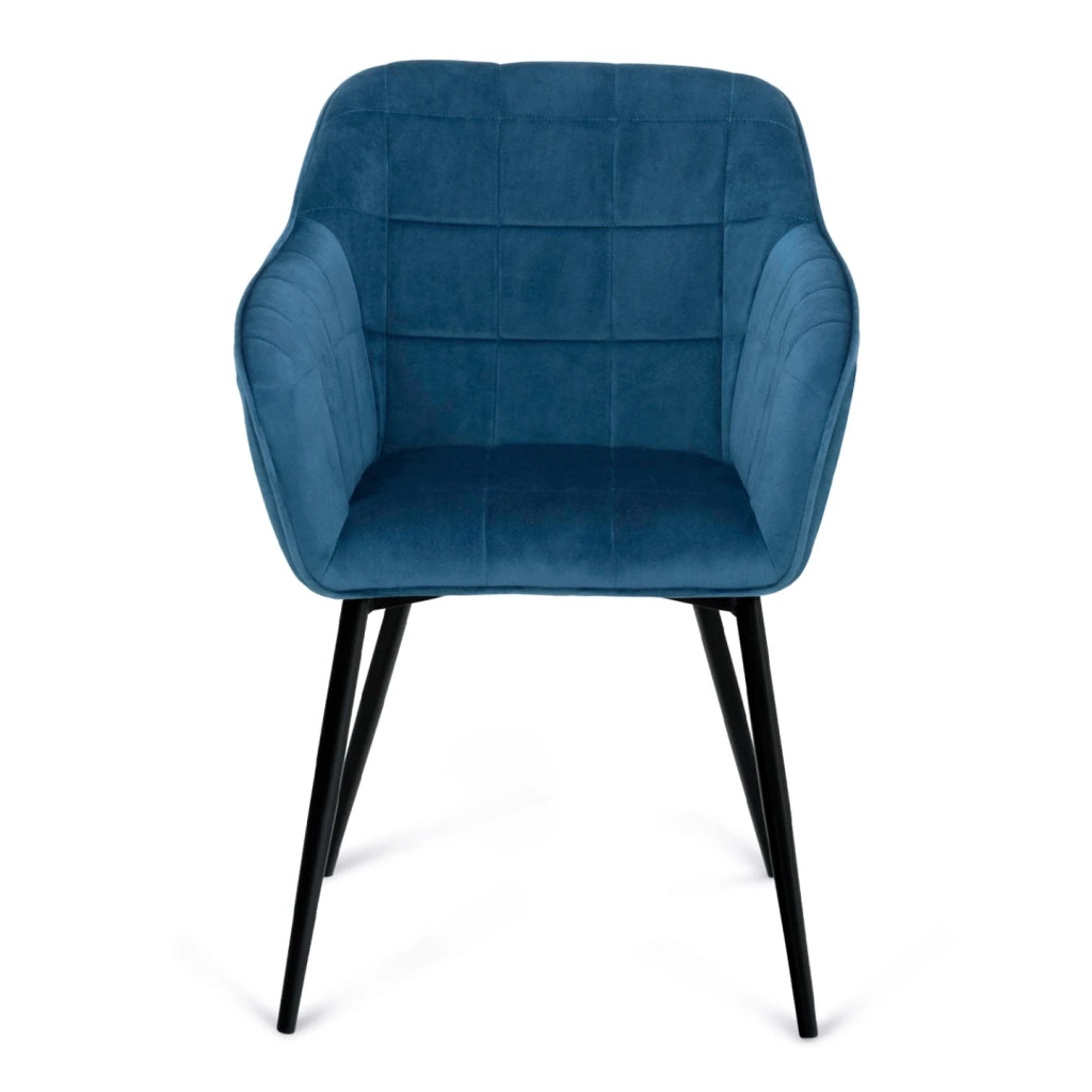 IDMarket - Set di 2 sedie in velluto blu con braccioli MADY