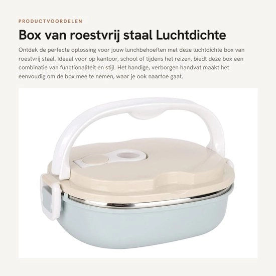 Lunchbox in Stagno Resistente all'Ossidazione - Chiusura Ercolino - Portatile - Maniglia - 18 x 15 cm - Igiene e Sicurezza Alimentare - Materiale PP Resistenti