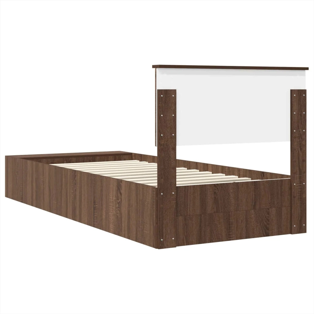Struttura del letto con lo scaffale Rovere Marrone 90 x 190 cm 3408409