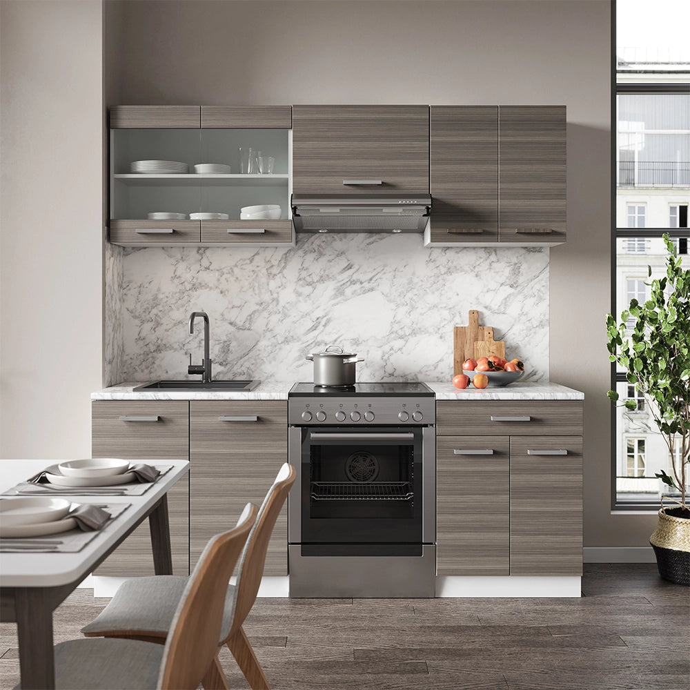 Vicco Cucina componibile Grigio prezioso/bianco 200 cm , PL Marmo