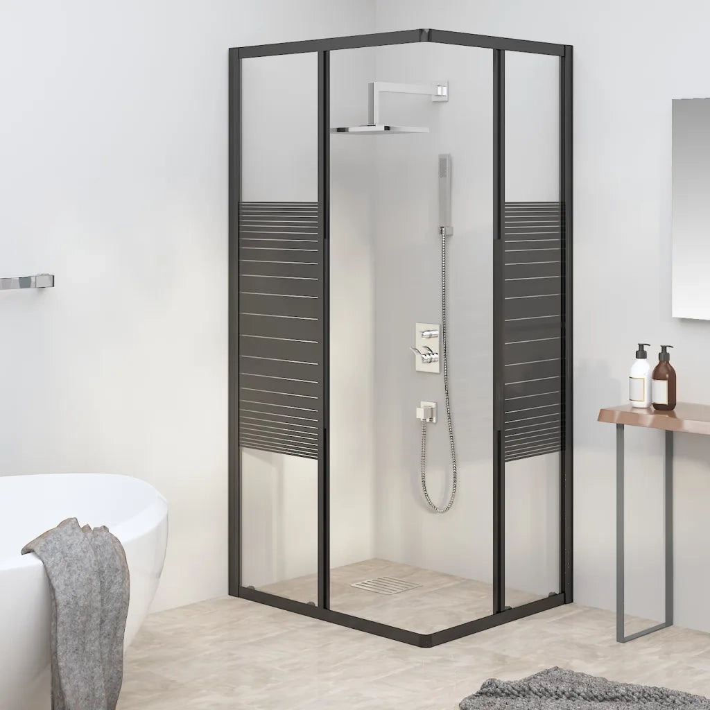 Box Doccia a Righe ESG 90x70x180 cm Nero CFW6973927
