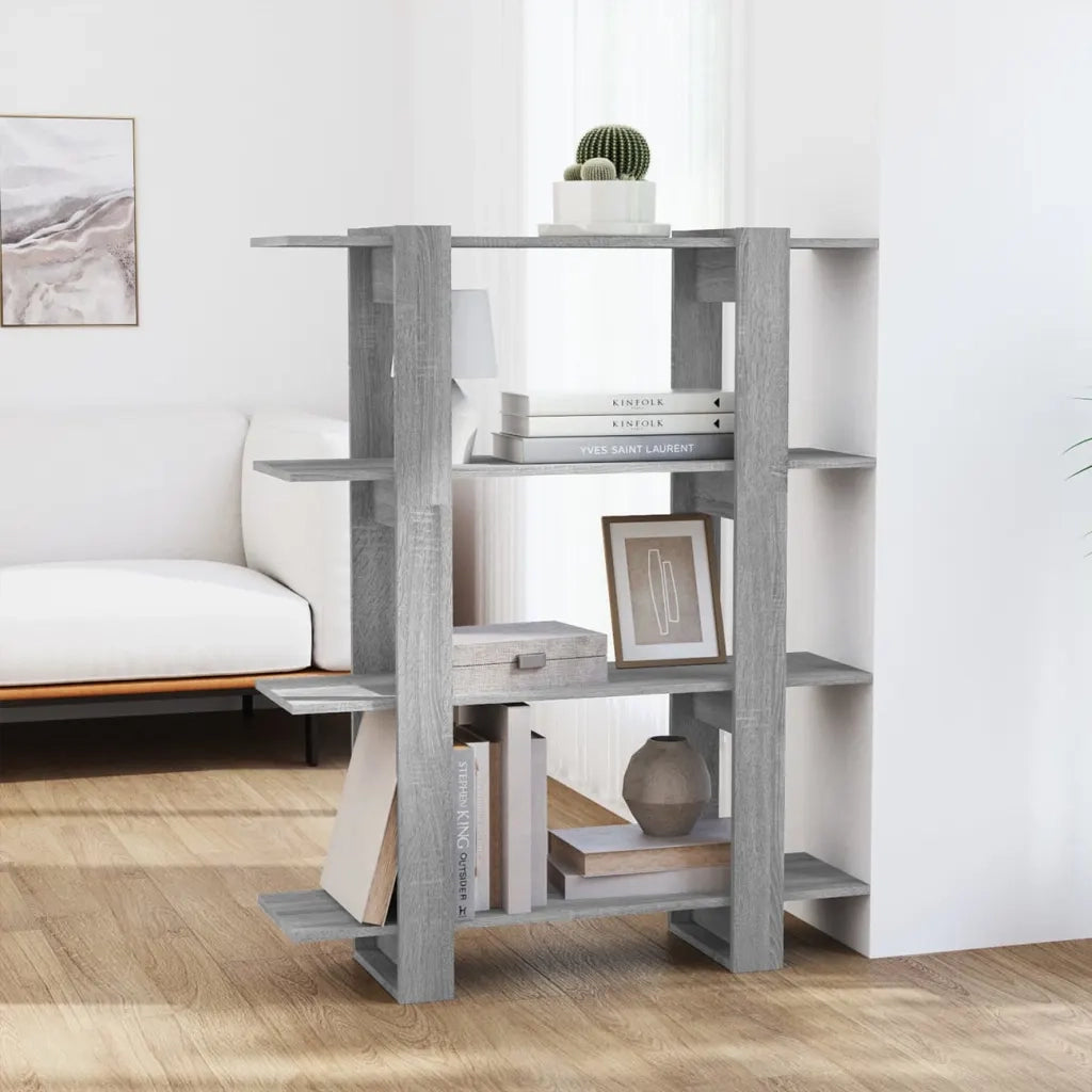 Libreria Divisorio-Scaffale per Libri-Mobile di Stoccaggio Grigio Sonoma 100x30x123,5 cm