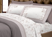 Completo Lenzuola Letto Calda Flanella 100% Cotone Disegno Praga - Matrimoniale - Beige