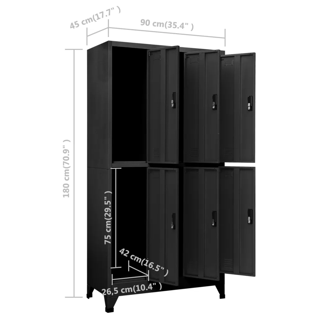Armadietto con Serratura Antracite 90x45x180 cm in Acciaio cod mxl 50304