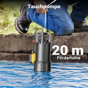 Pompa sommersa, 850W 5000 l/h, prevalenza 20 m, Elettropompa a immersione per pozzi e cisterne