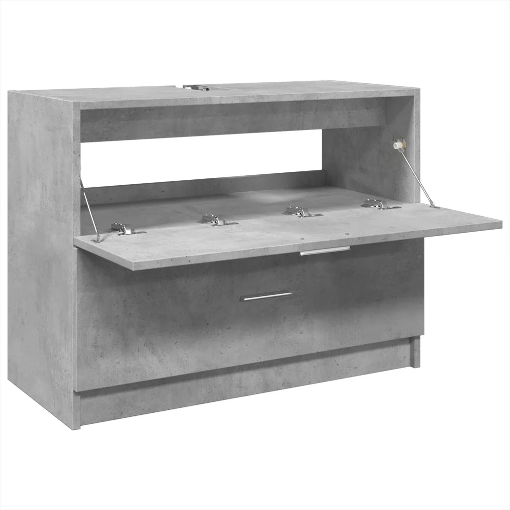 Mobile Lavabo-Armadietto da bagno Grigio Cemento 78x37x59 cm in Truciolare