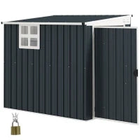 Casetta da Giardino in Acciaio 1.2x1.9 m con Porta Bloccabile e Prese d'Aria, Grigio Scuro