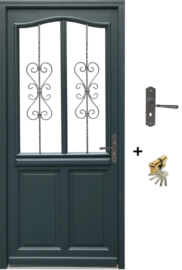 Portoncino d'ingresso in legno Exo modello 'Sabrina' 215X90 a sinistra con maniglia e barra senza maniglia