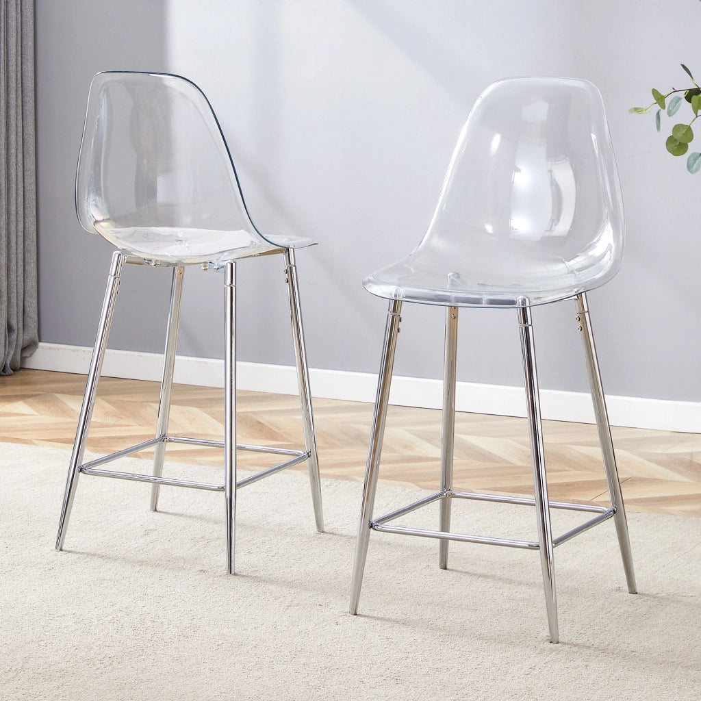 Sgabelli da bar trasparenti con struttura in metallo, design moderno per cucina e sala da pranzo