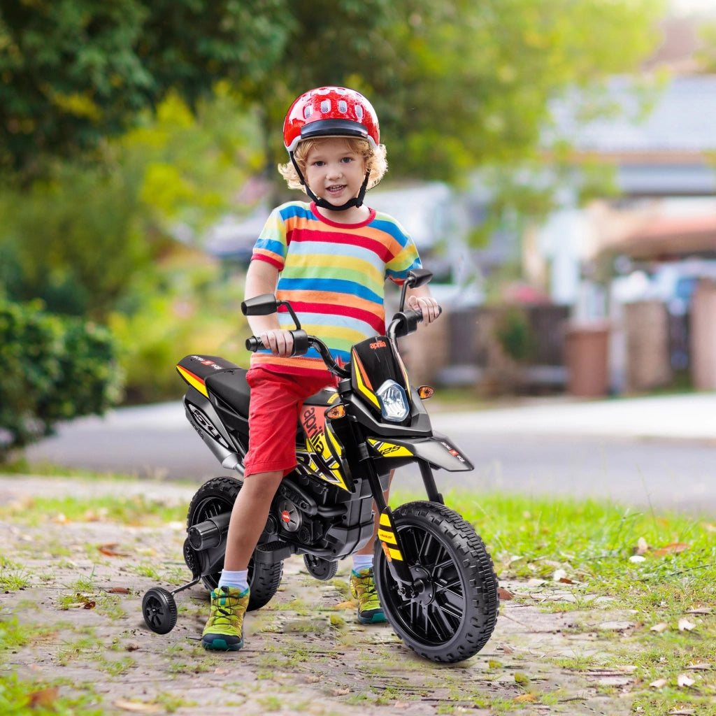 Motocicletta Elettrica per Bambini con Ruote di Supporto e Luci LED ¨C zephmum ¨C Giallo