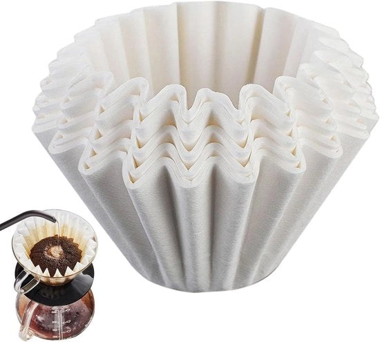 Filtro caffè a corona - Filtro caffè - 100 pezzi - Corona - Carta - Filtro corona - per macchinette per caffè, filtri caffè, carta filtro a corona - bianco