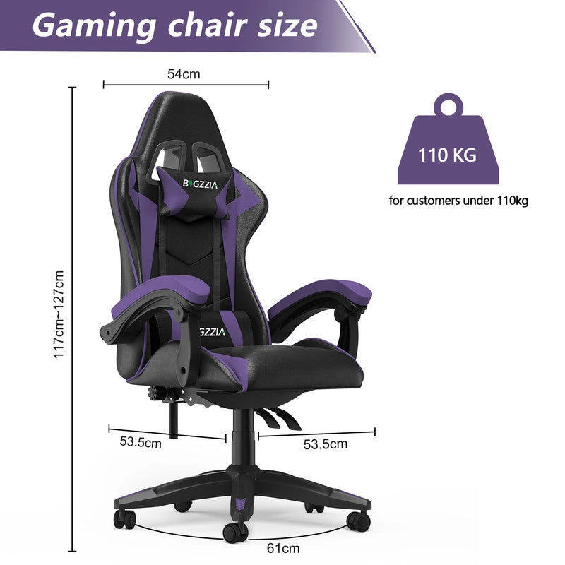 Sedia da gioco, Sedia da gioco ergonomica in similpelle , altezza regolabile con supporto lombare e poggiatesta, schienale reclinabile