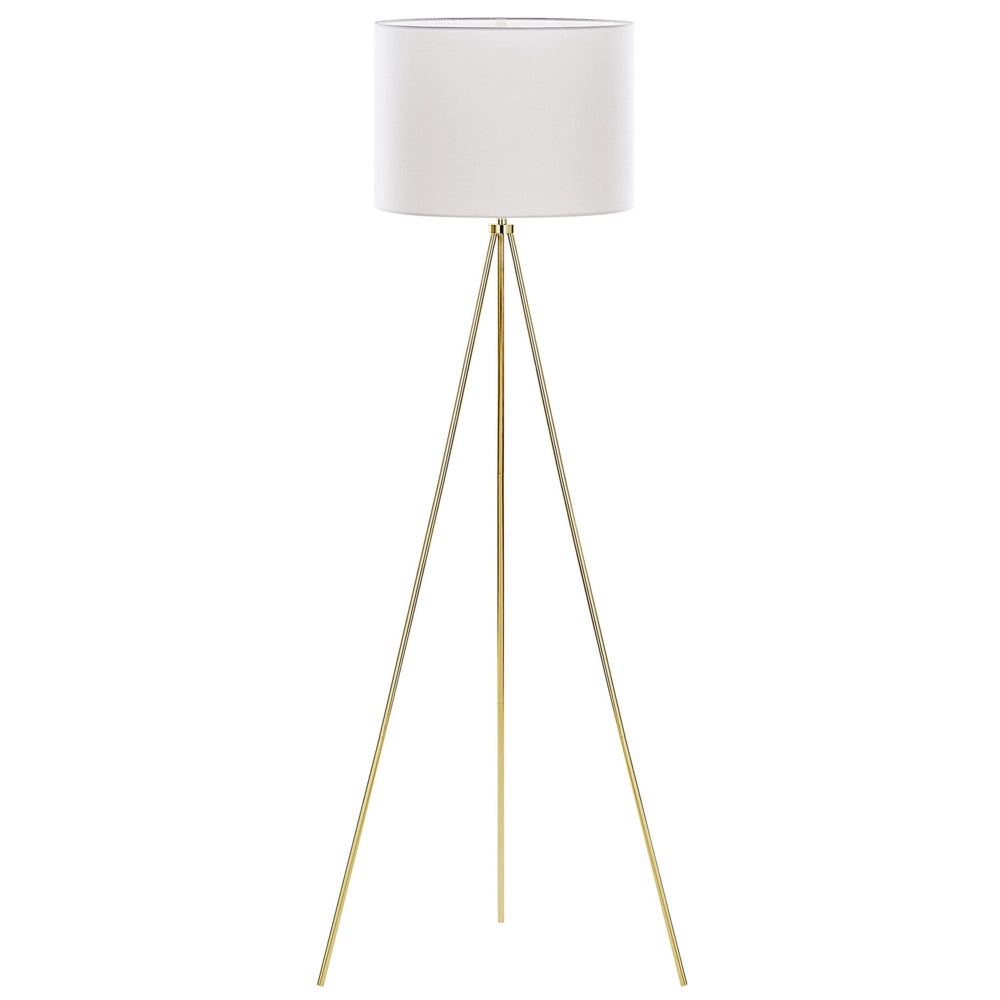 Lampada da terra in metallo dorato 148 cm con supporto per treppiede in tessuto bianco