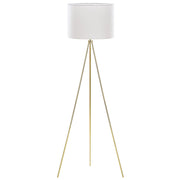 Lampada da terra in metallo dorato 148 cm con supporto per treppiede in tessuto bianco