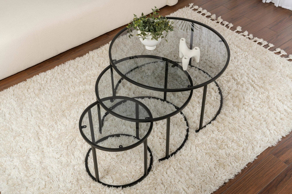 Rowan, Tavolino da Salotto Forma Circolare, 80x80x43h cm Nero
