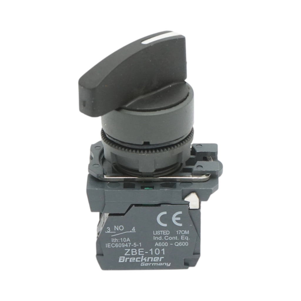 Selettore a 2 posizioni con ritenuta nero 1NO+1NC, 240V/10A, TB5-AJ25 Breckner Germany
