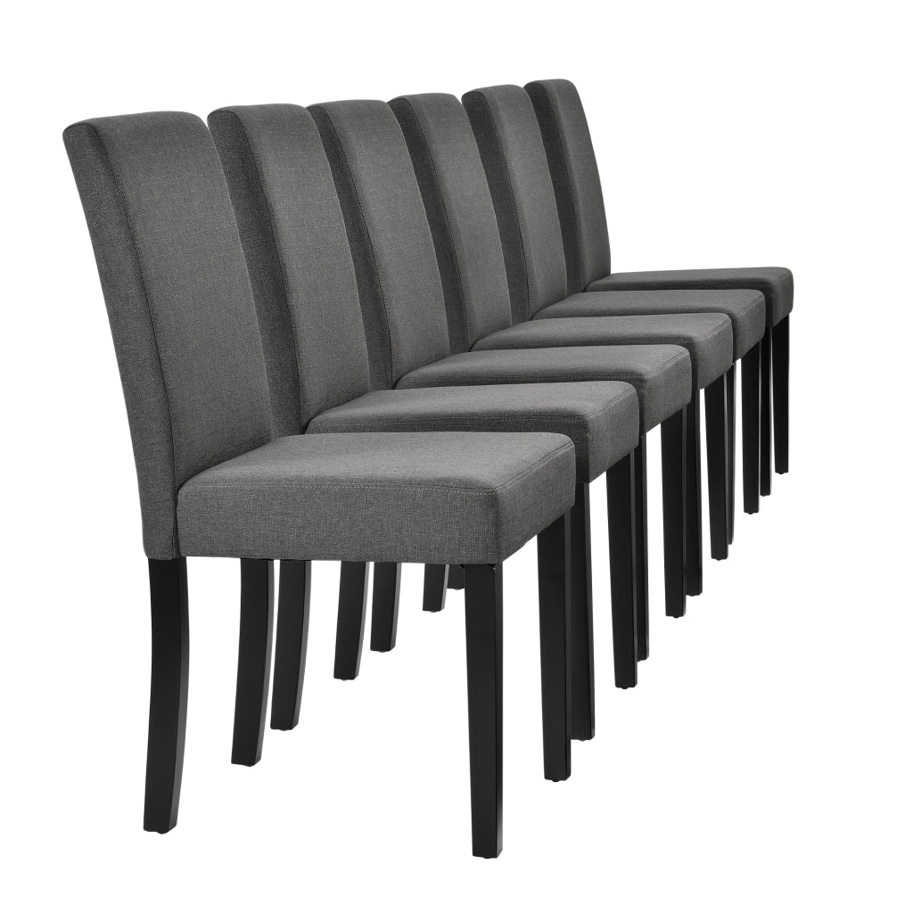 Set da Pranzo Tavolo Rettangolare con 6 Sedie Imbottite - Effetto Rovere Sbiancato/Grigio [en.casa]