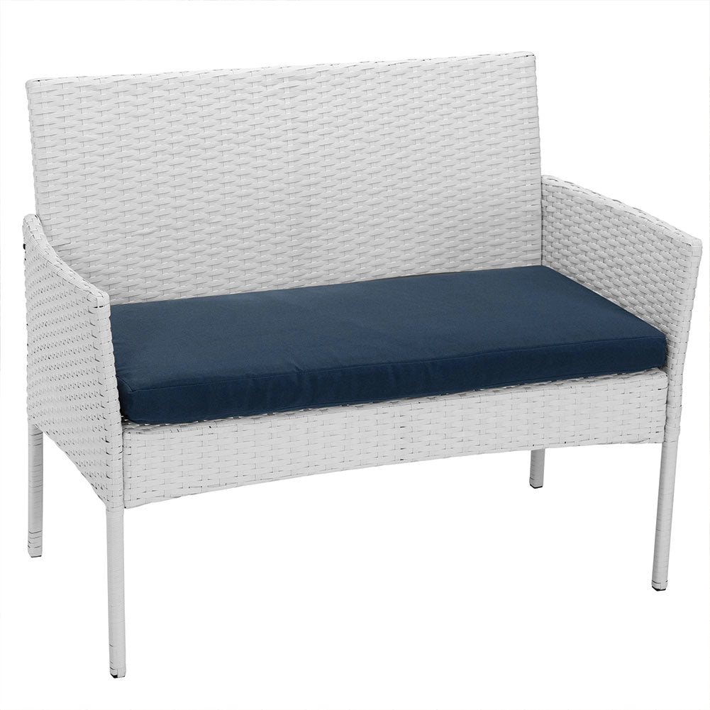 Set Salotto Completo Divano Poltrone Tavolino Poly Rattan Arredo Giardino Bianco