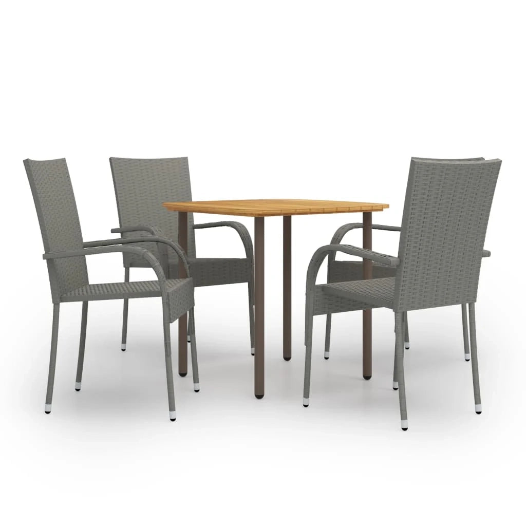 Set da pranzo da giardino per esterni da 5 pezzi in resina di vimini grigia 02_0013906