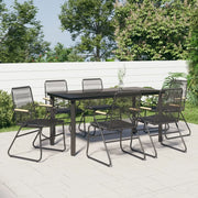 Set da Pranzo da Giardino 7 pz Nero in Rattan PVC