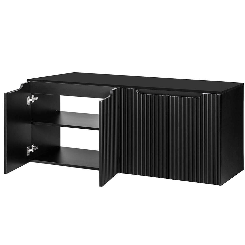 Mobile Sottolavabo Doppio NEWPORT da Parete con 4 Ante e Ripiano 160x60x40 cm - Nero [en.casa]