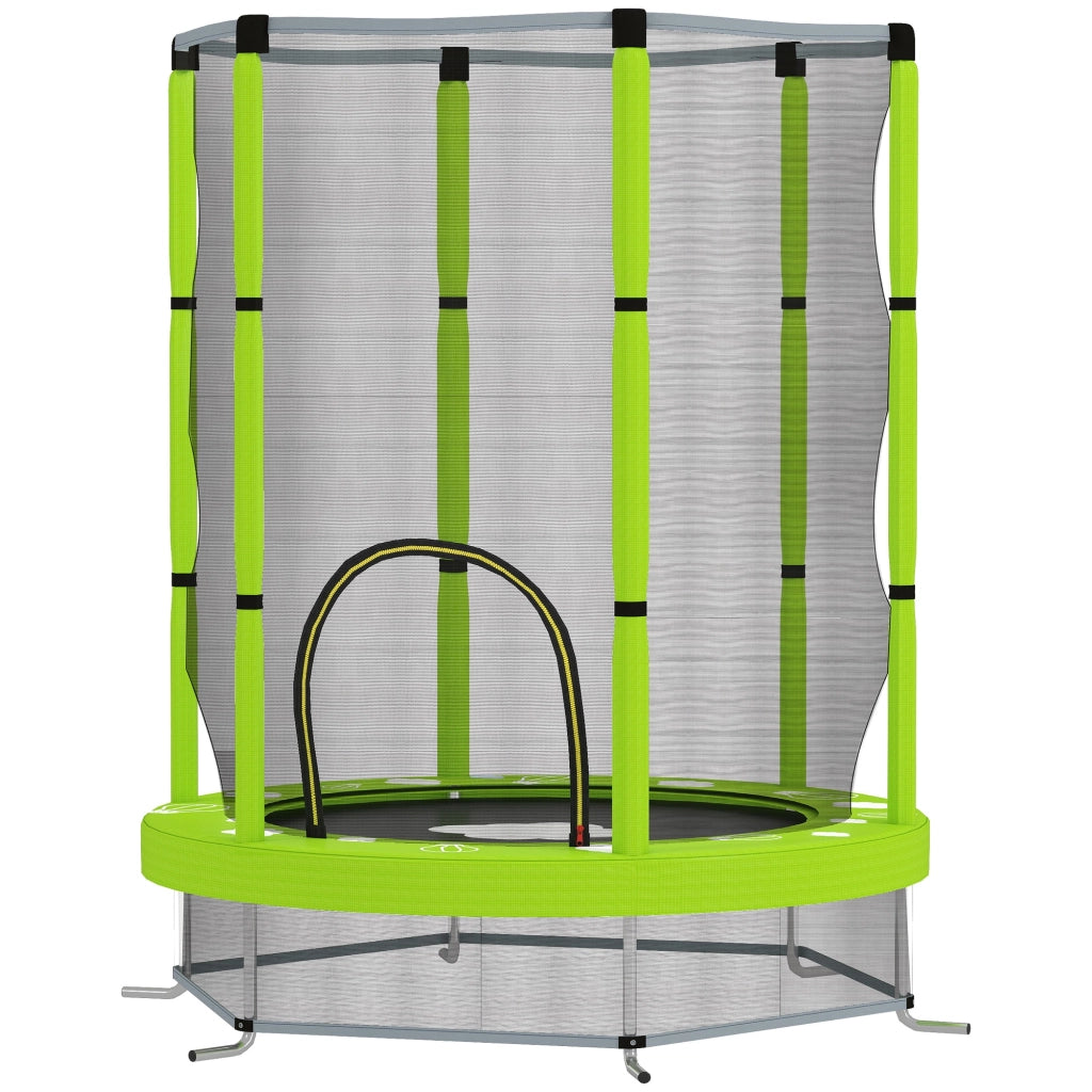 Trampolino Elastico per Bambini ?140 cm con Rete di Sicurezza e Disegni, Et¨¤ 3-6 Anni, Verde