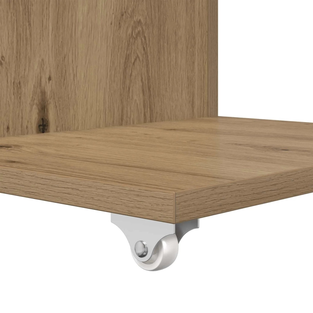 Tavolo laterale | Tavolino con ruota Rovere artigianale 40 x 35 x 60 cm