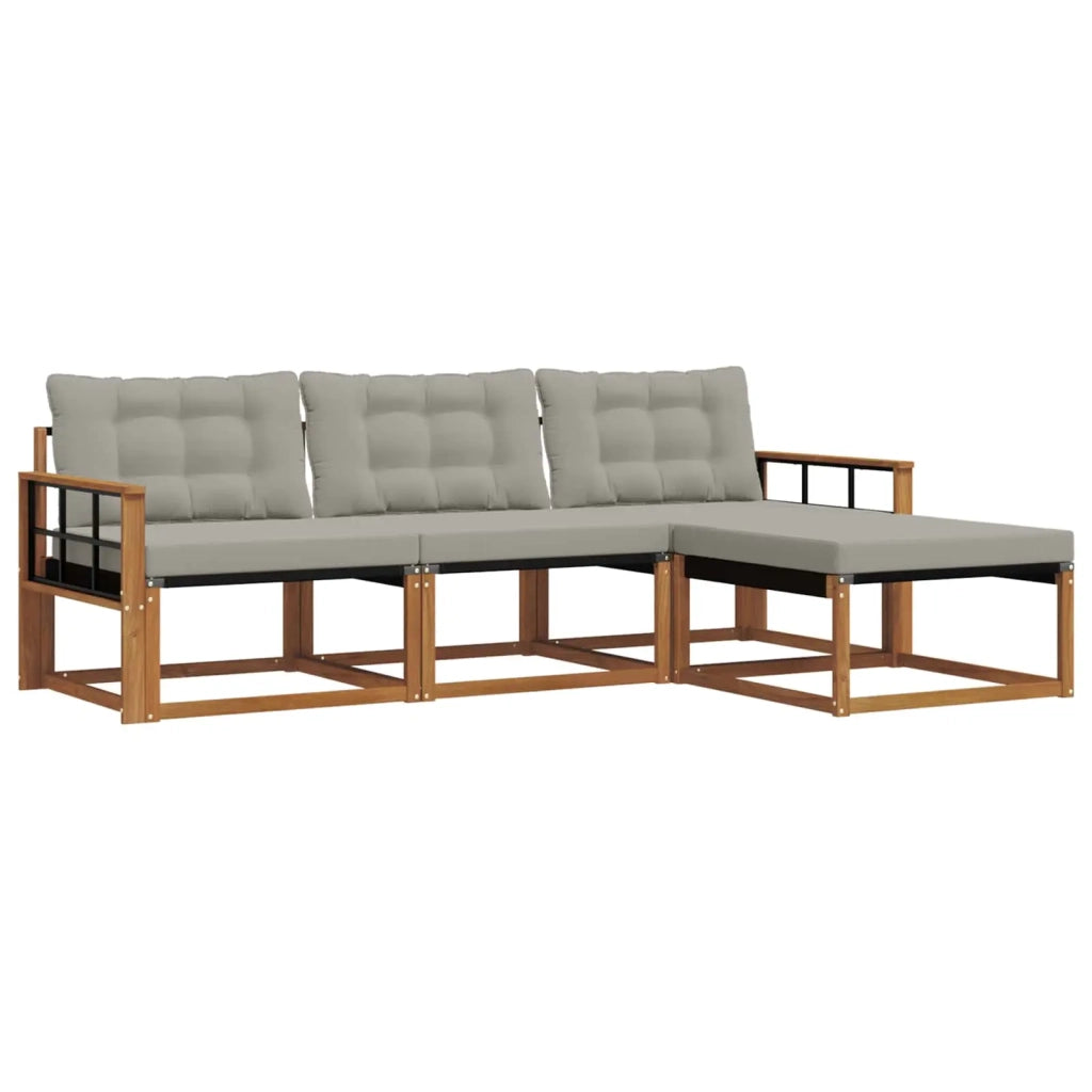 Set di divani da esterno 4 pcs Grigio Naturale e Chiaro 3369342