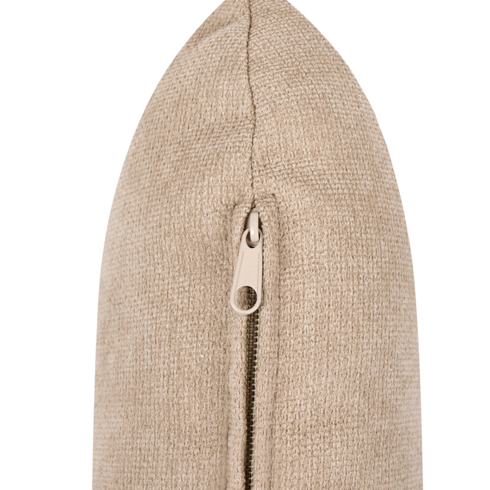 Poltrona in tessuto beige con struttura in legno, stile Mid-Century Modern