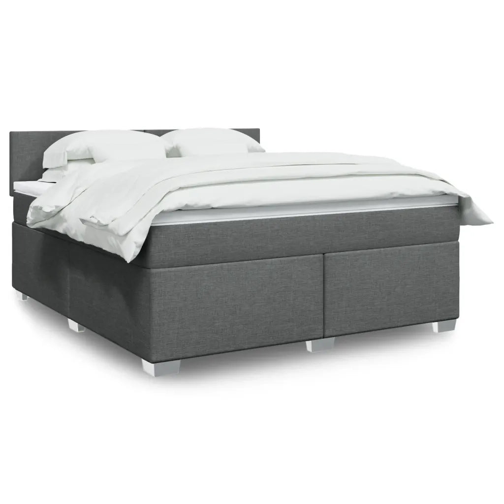 Giroletto a Molle con Materasso Grigio Scuro 180x200 cm Tessuto