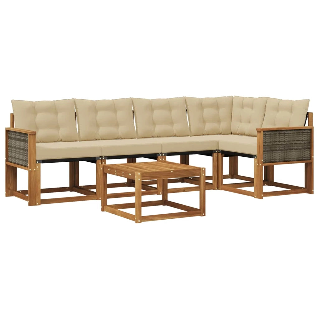 Set di divani da esterno con cuscino 6 pcs Naturale e Beige 3381965