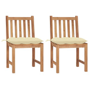 Sedie da Giardino 2 pz con Cuscini in Legno Massello di Teak
