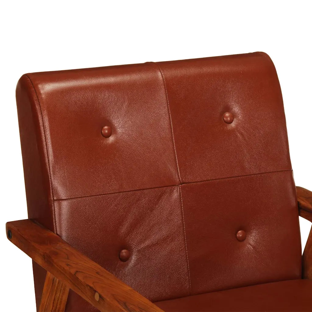 Poltrona-Divano Sedia-Poltroncina Marrone in Vera Pelle 610284
