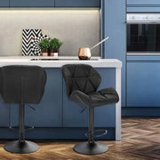 Barstoli Comodi Nero - Con schienale - Solido- Pelle in pelle - Set da 1 - Cucina - Sedili da bar ergonomici - Regolabili in altezza - Altezza della sedia 60-82cm