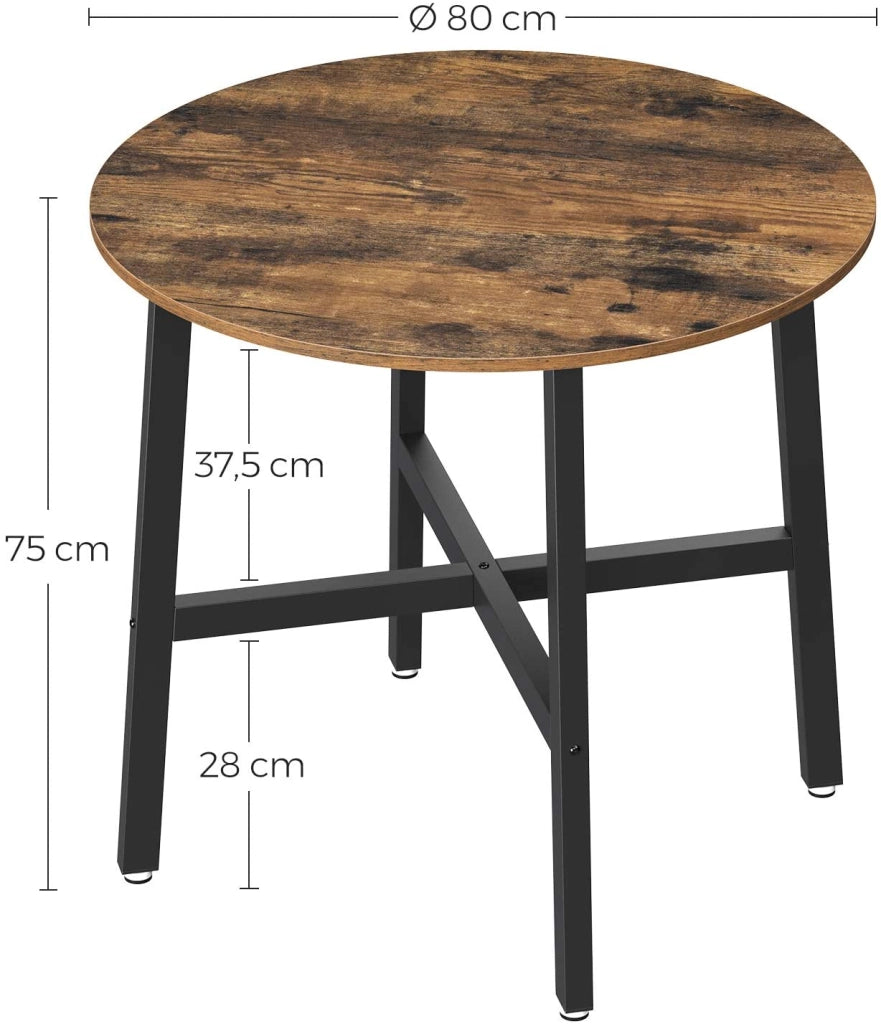 Valora TAVOLO ROTONDO Tavolo rotondo in acciaio marrone rustico 80x75 cm