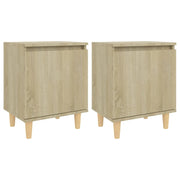 Set di 2 Comodini | Armadio da Notte | Mobiletto da notte Gambe in Legno Massello Rovere Sonoma 40x30x50cm