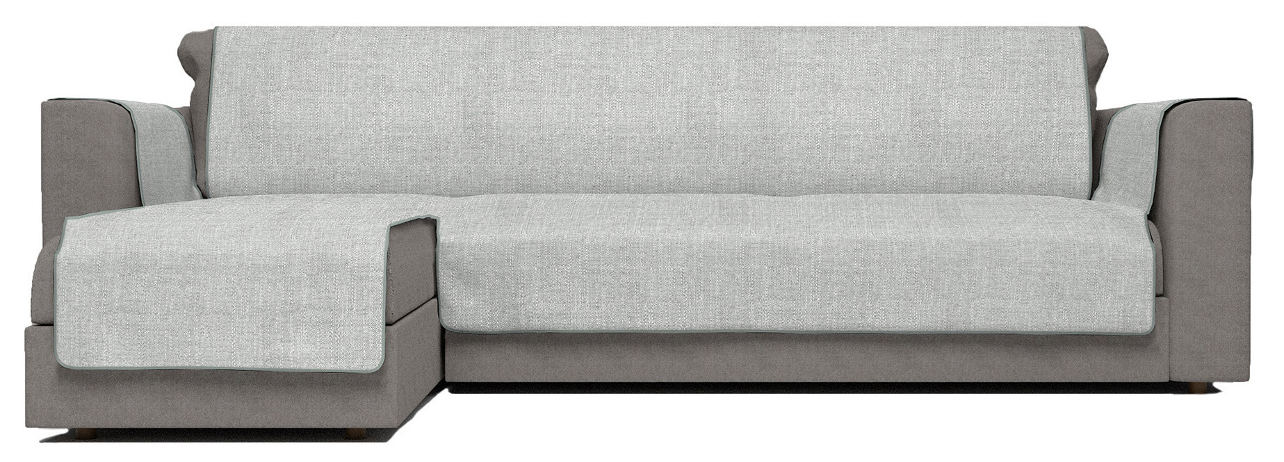 Copridivano in Poliestere con Penisola Sinistra Seduta 290 cm Grigio