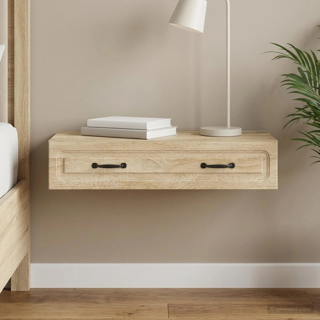 Tavolino da Parete Laterale Rovere Sonoma 87,5 x 34,5 x 17 cm 899347
