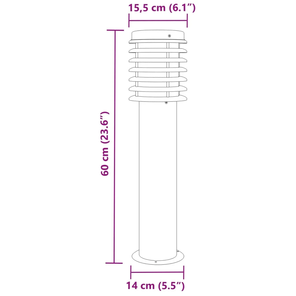 Lampada da Terra per Esterni Nera 60 cm in Acciaio Inox CFW9132462