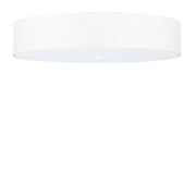 Lampadario da soffitto rotondo a 5 luci della serie SKALA in tessuto bianco, vetro e acciaio