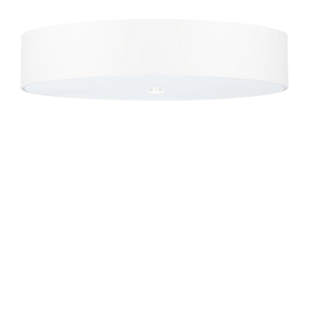 Lampadario da soffitto rotondo a 5 luci della serie SKALA in tessuto bianco, vetro e acciaio