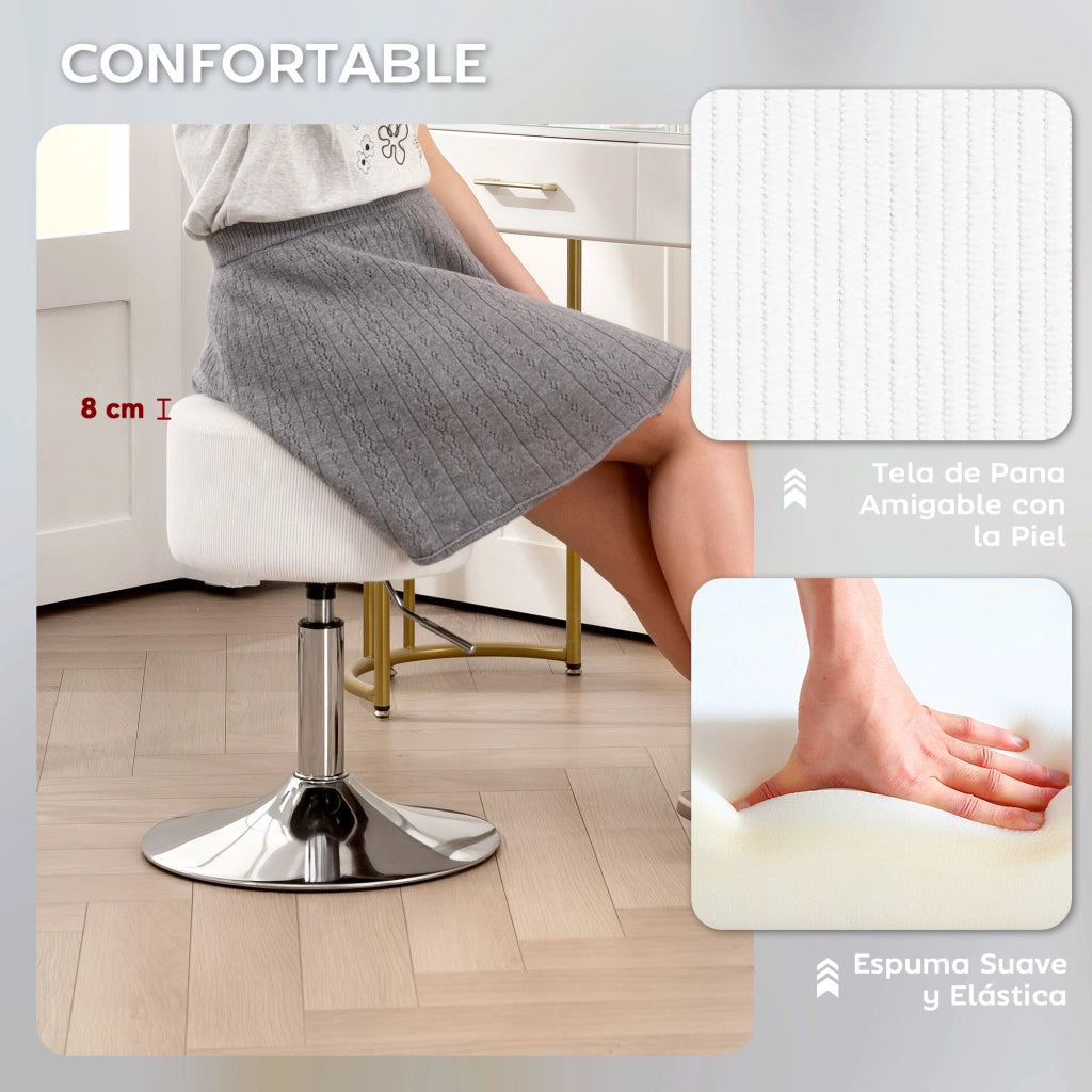 Sgabello da Cucina Regolabile in Altezza ¨C zephmum ¨C Bianco 52-66 cm