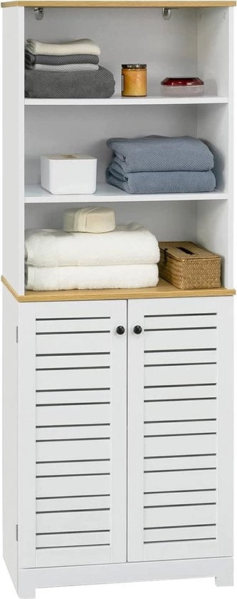 Cassettiera per Bagno - Cassettiera - Armadio per Bagno con 3 Scomparti e 2 Porte - 60x30x160cm