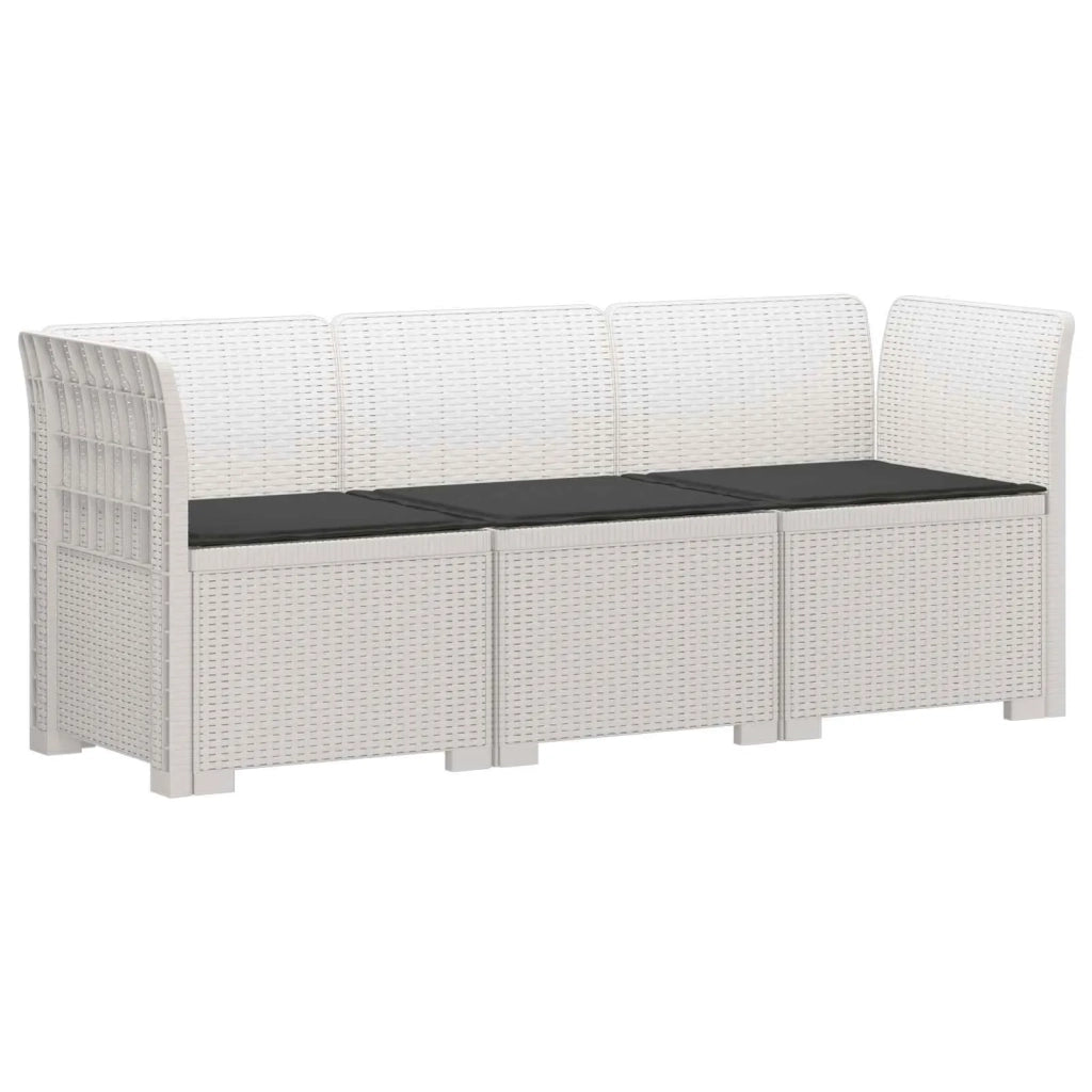 Divano da esterno-Divano da Giardino 3 posti con cuscini in look rattan PP Bianco 452475