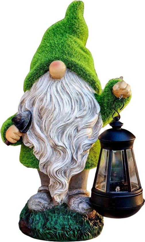 Gnomone LED 33 cm Soleggiato con Lampada - Gnomus di Giardino - Imbottito Acqua - Balcone Esterno