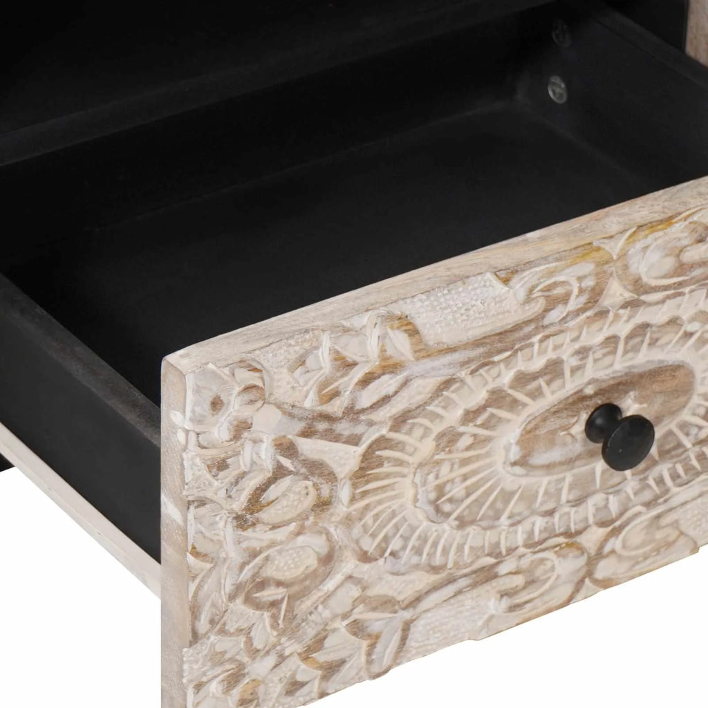 Mobile TV-Credenza per TV Bianco 105 x 33,5 x 46 cm Legno di mango massello 783993