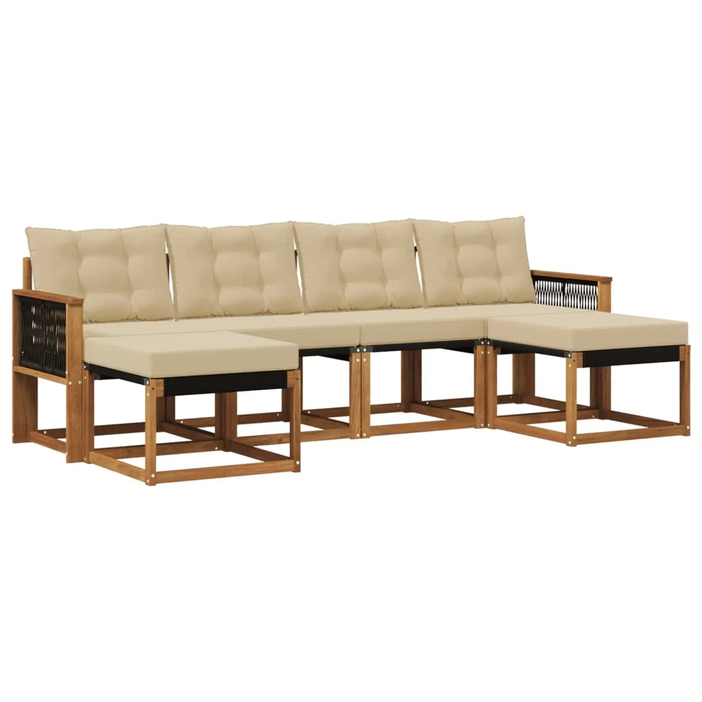 Set di divani da esterno 6 pz Naturale e Beige 3382129