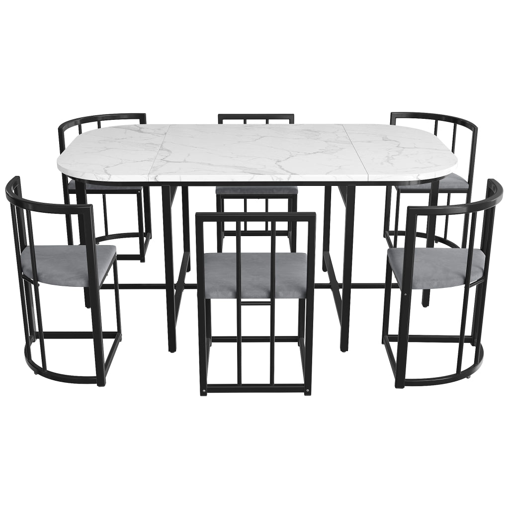 Set da pranzo 140x80x76 cm; 6 posti; in MDF nero
