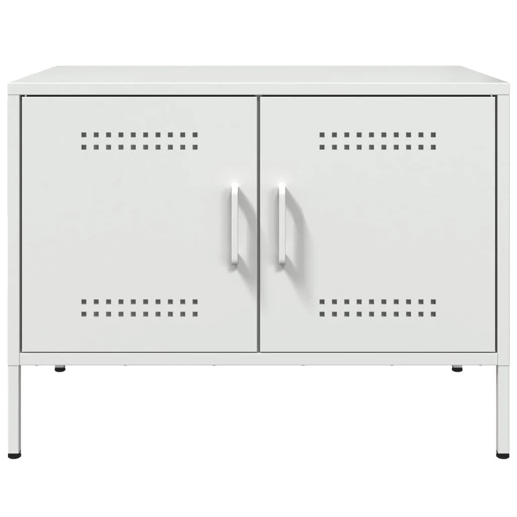 Mobile TV multimediale mensola TV credenza mobile TV sala da pranzo soggiorno camera da letto 2 pezzi 68 x 39 x 50,5 cm acciaio bianco 02_0028544