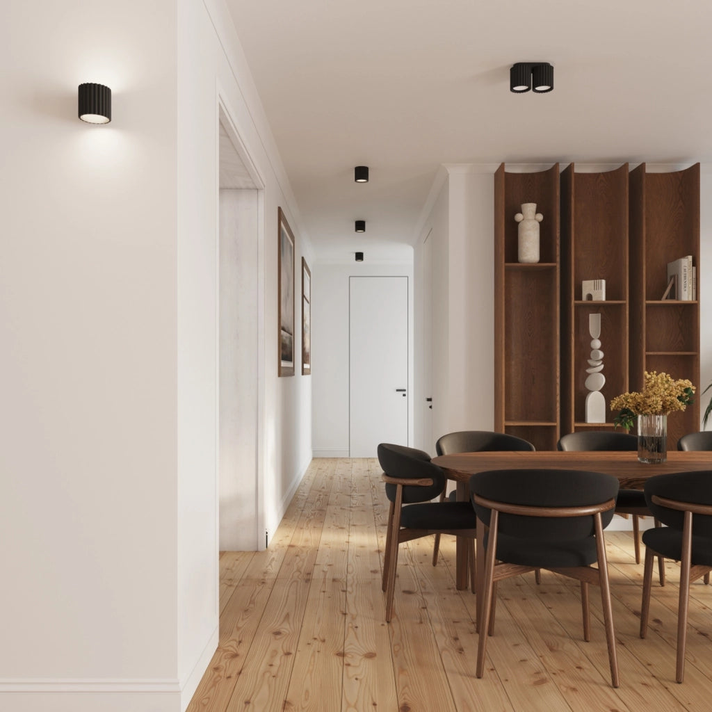 Spot soffitto rigato tondo nero 10cm GU10 VISTAO PureLume